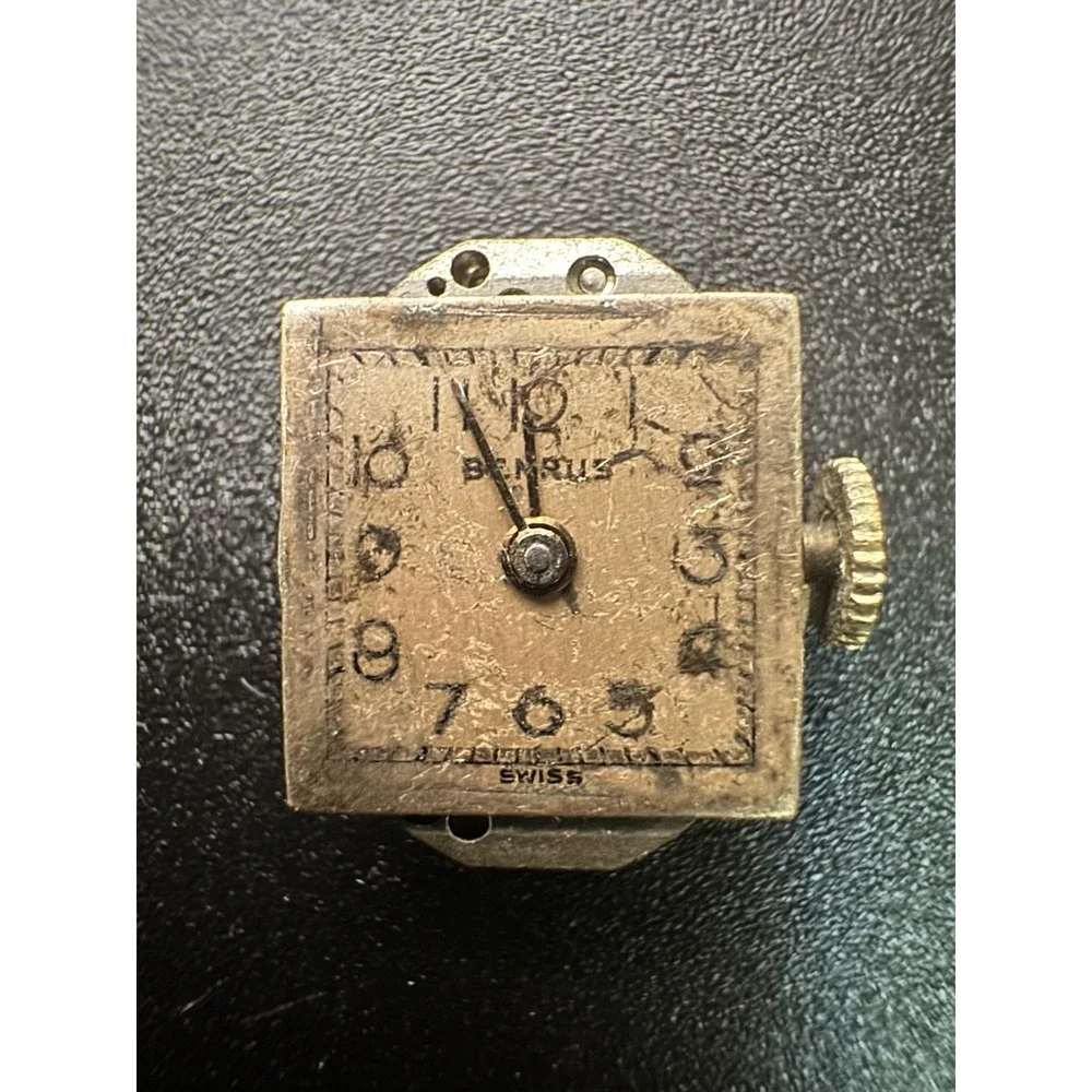 Vintage Benrus AE 13 Watch Movement 17 Jewels Swiss Made Square Dial‎ Untested